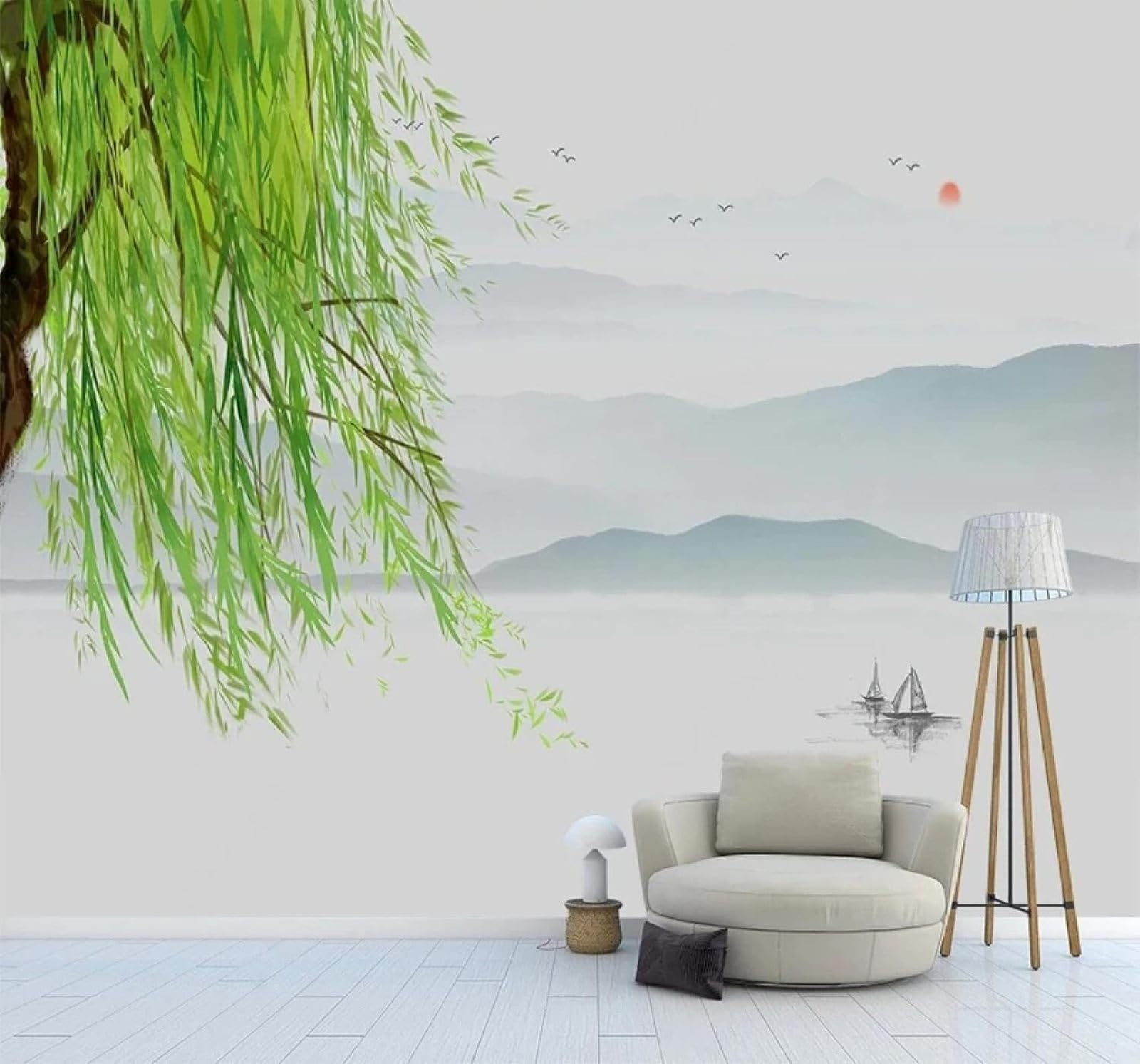 XLMING Fresh Spring Willow Landscape 3D Wallpaper Luxury Home Dining Decor Paste Sofa Living Room The Wall for Bedroom Mural-250cm×170cm
