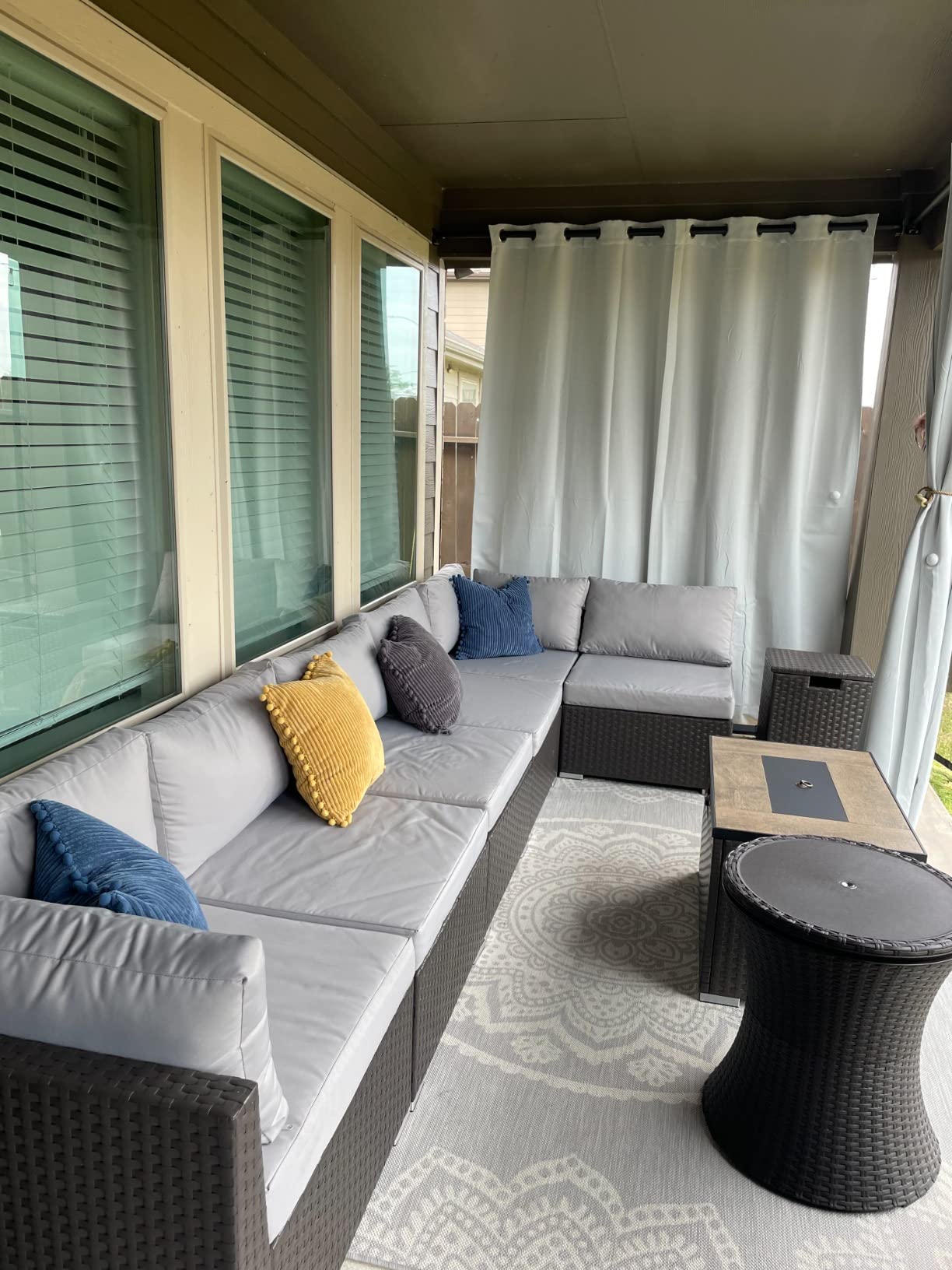 62/mo Finance DINELI Patio Furniture Sectional Sofa with Gas Fire