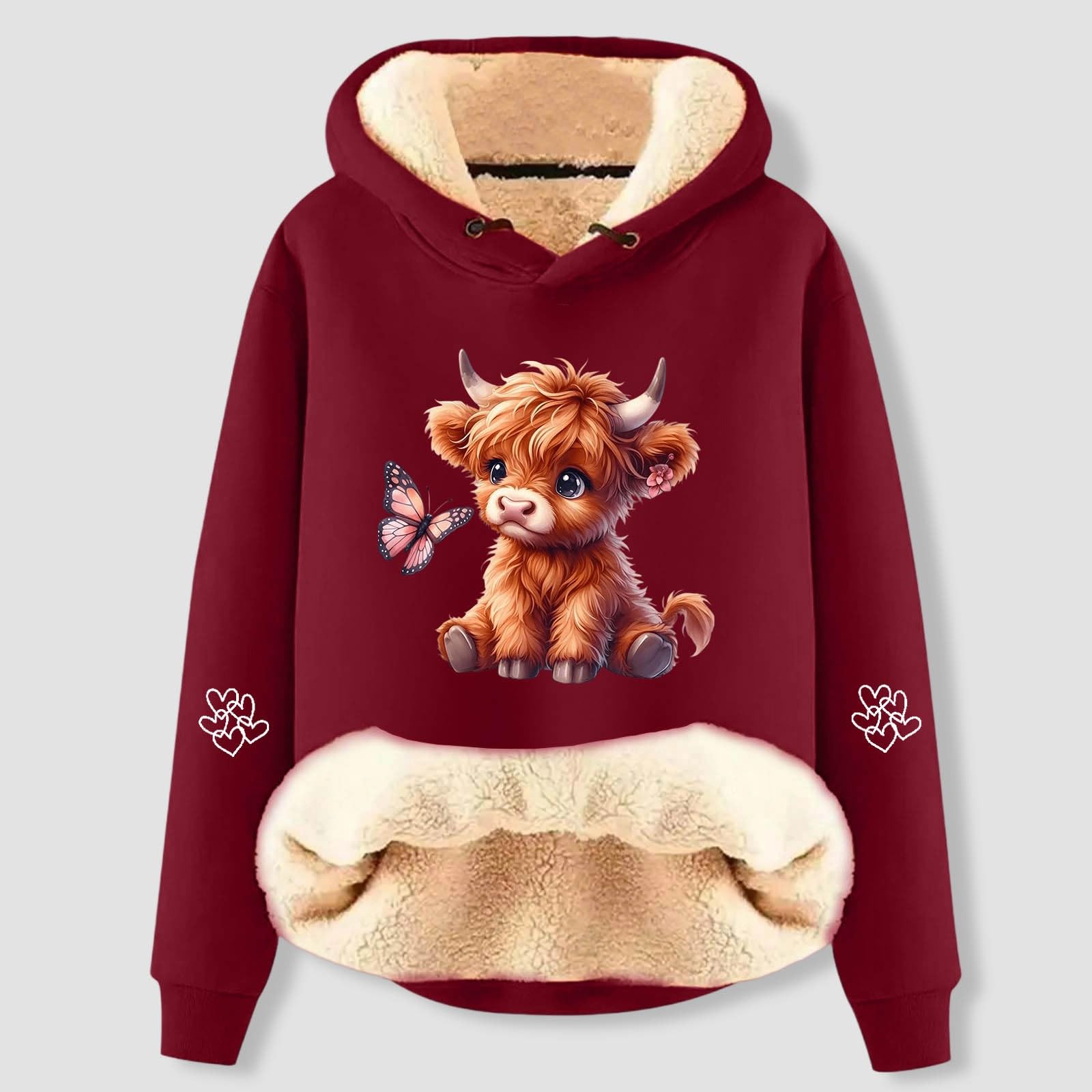 Generico Felpe da Donna Maglia Larga Lässige Maniche Lunghe Modello Basic Versatile Indumento Caldo HighlandCow per Autunno EdInverno