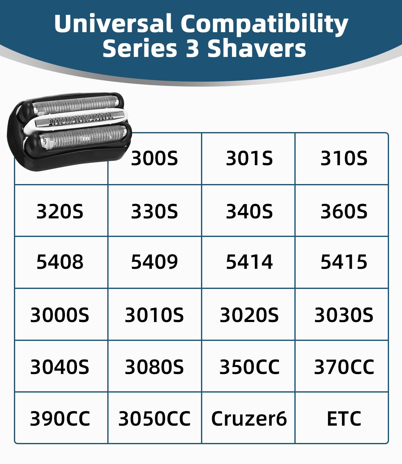 3 sztuki głowic zamiennych do Braun Series 3, 32B kompatybilne z Braun S3 3040S, 3000S, 310S, 300S i więcej, zamienne głowice do Braun Series 3, wysokiej jakości akcesoria dla dokładnego golenia