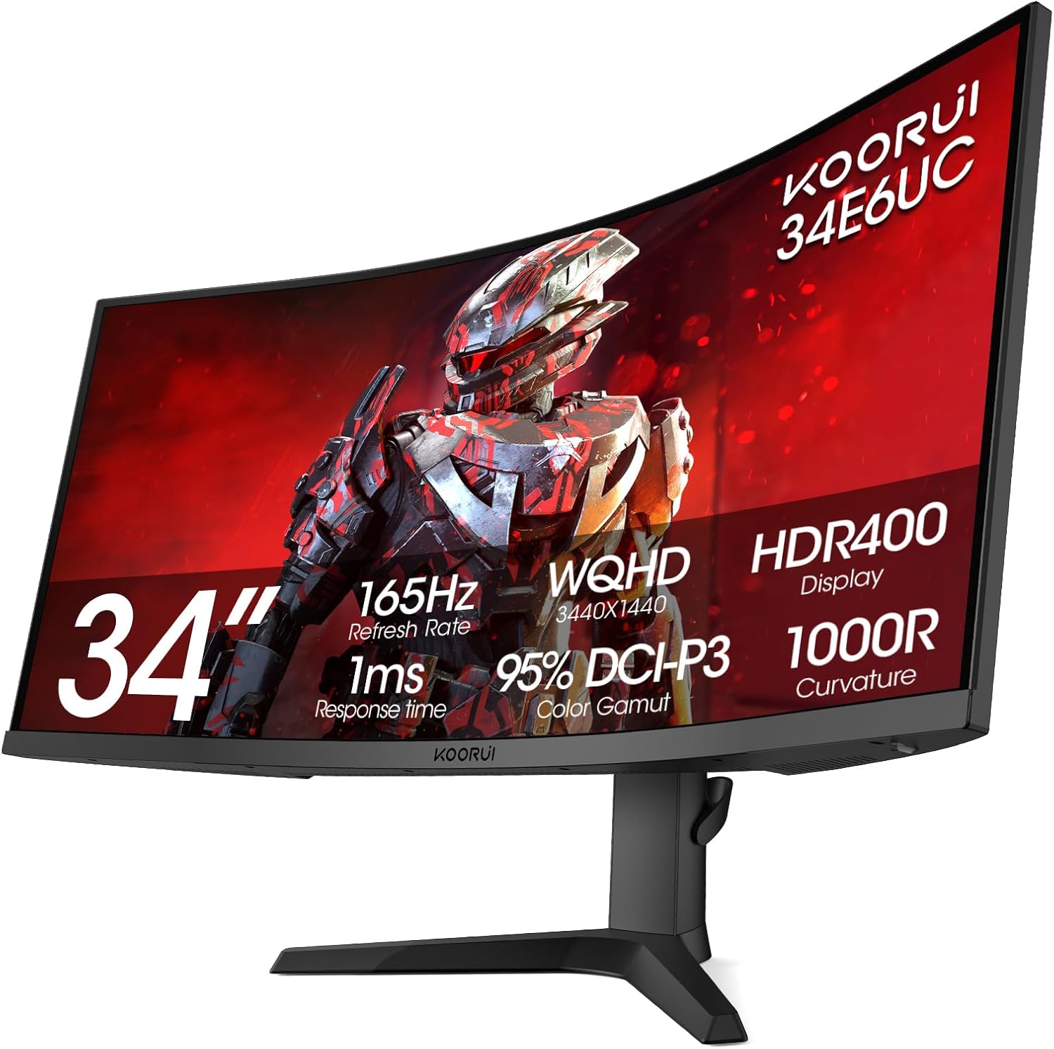 KOORUI 34-inch Ultrawide Curved WQHD 3440×1440 Gaming...
