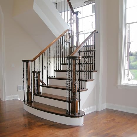 24 Pack Wrought Iron Baluster Shoes Flat Shoes Come with Screws Work with 1/2 Inch Square Balusters Metal Staircase Balusters Level Application Satin Black, GRMIKBU GB05