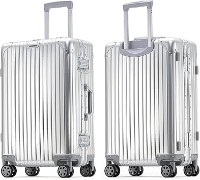 20 Inch All Aluminum Carry On Luggage, Aluminum Hard Shell Zipperless Suitcase with TSA Lock, Small Carry On Suitcase for Short Trips