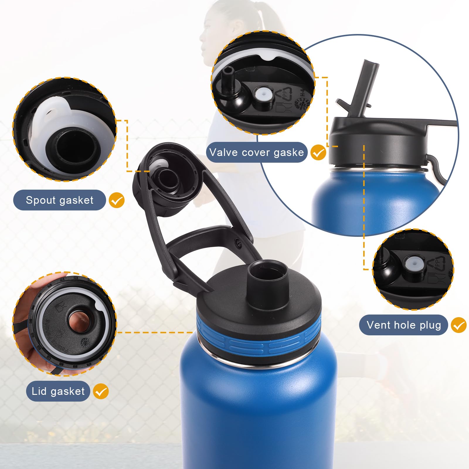 12 Guarnizioni Sostituzione Per Thermoflask - Silicone, Per Coperchi Bottiglie 24/32/40/64oz - Foto 4