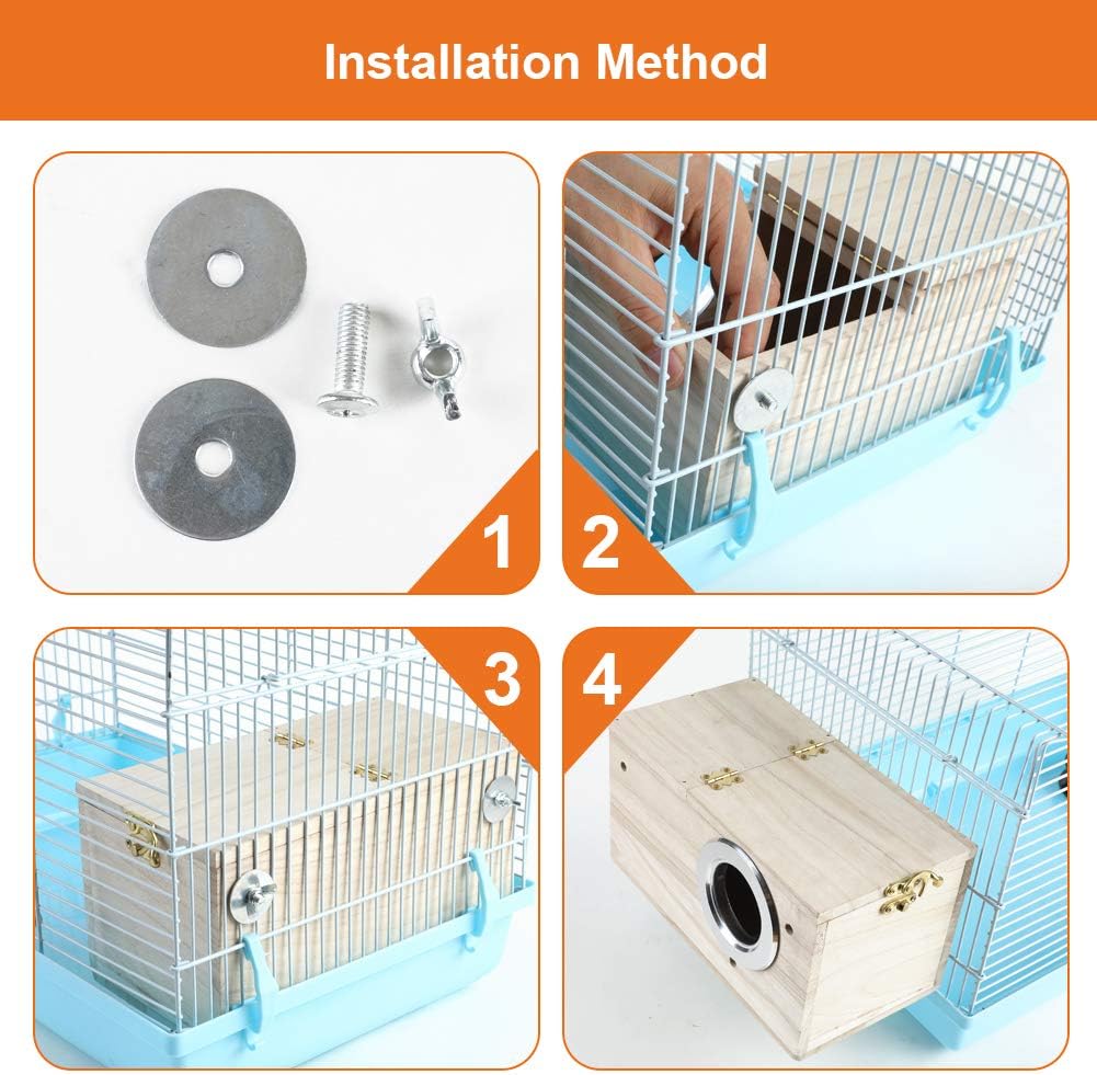 EMUST Parakeet Nesting Box, Bird Nest Breeding Box Wood Bird Cage Accessories for Finch Lovebirds Cockatiel Budgie Conure Parrot, S : Pet Supplies