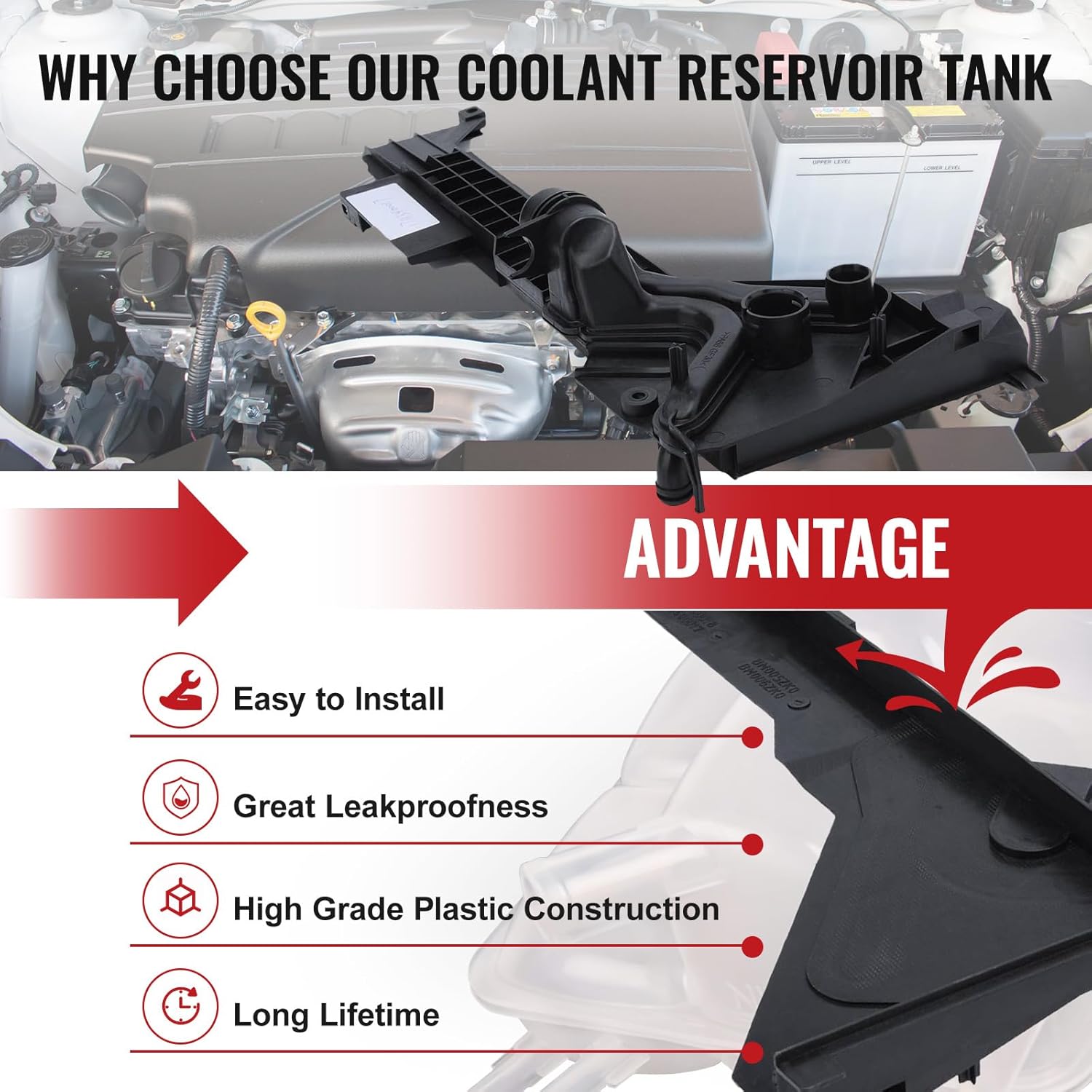Bapmic 17137640514 Coolant Reservoir Expansion Tank + Level Sensor + Cap Compatible with BMW 1Series E82 E88 X1 E84 Z4 E 5