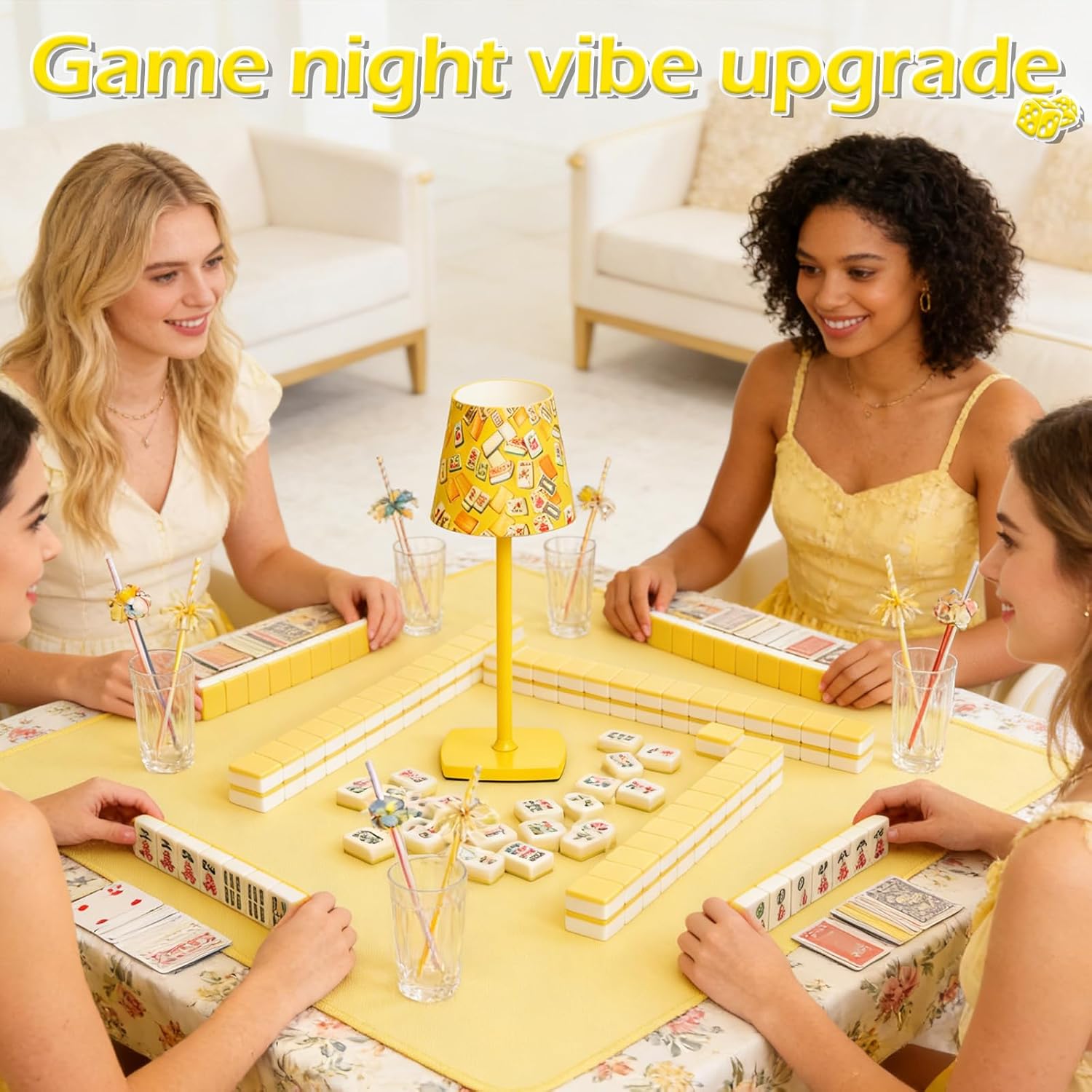 Mahjong Table Lamps,Cordless Small Lamp 4 Colors Smooth Dimming Mahjong Gift for Lovers for Home/Bedroom/Dinner/Desk/Cafe/Dining Room