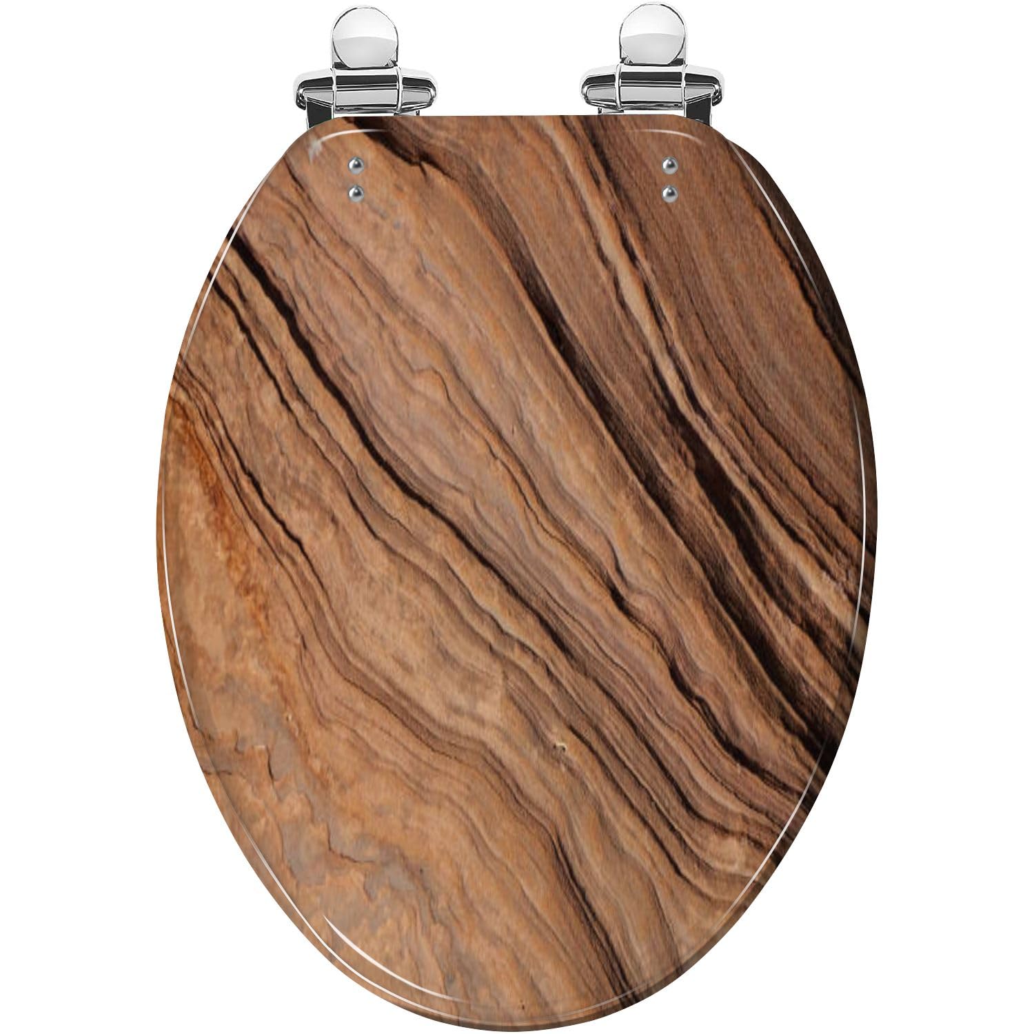 Tazyyzuu Multi4 Elongated White Marble Resin Toilet Seat Slow Close Quick-Release Hinges 18.5X14.5(Multi4)