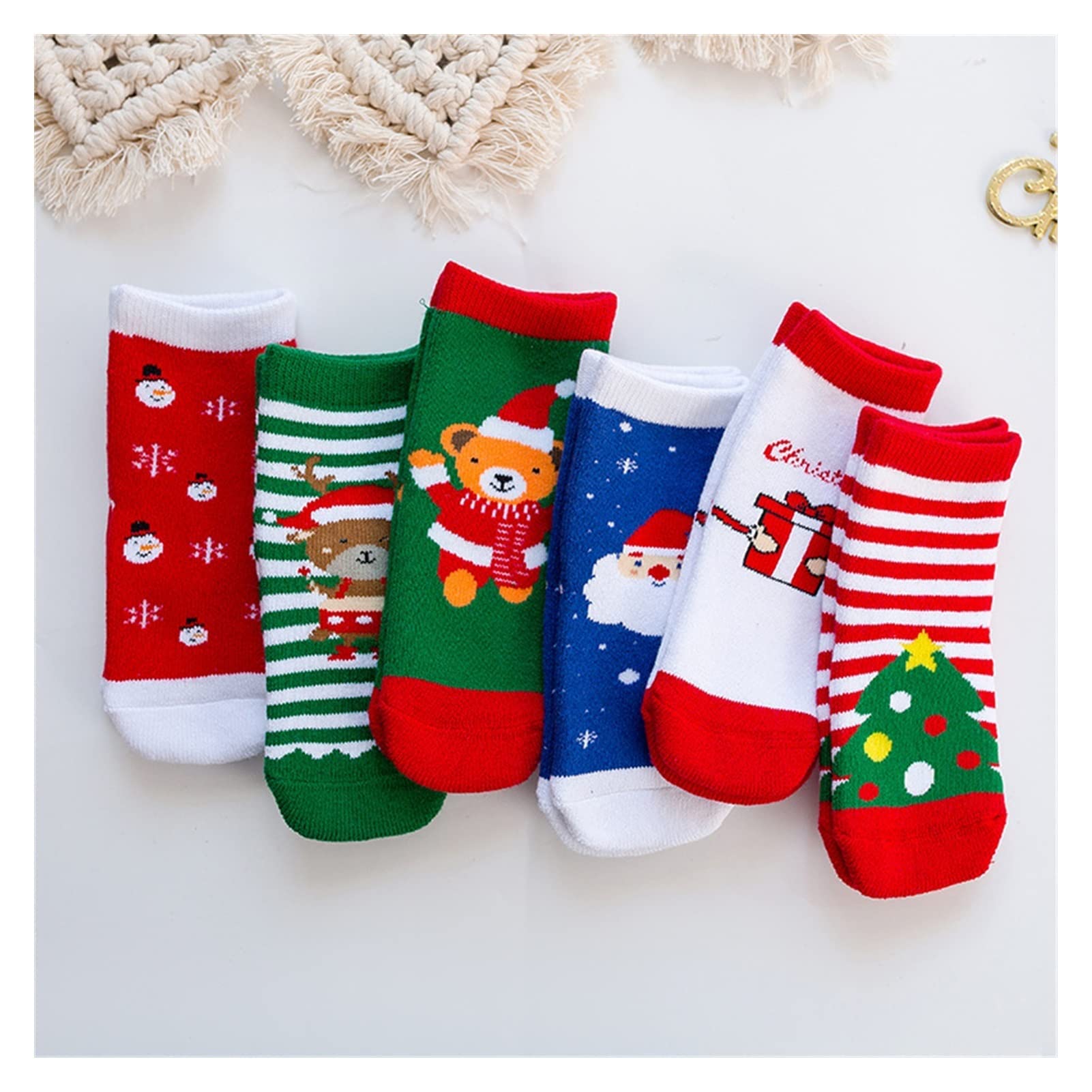 5 par Christmasinter Chłopcy Dziewczęta Skarpety zimowe Paski Utrzymuj Skarpety Podłogi (kolor: B Rozmiar: 1 do 3 lat) (Color : B, Size : 1-3 Years)