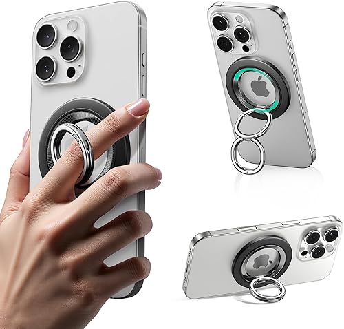 ESR for MagSafe Phone Grip, Dual-Side Magnetic Phone Grip,360° Adjustable Thin Magnetic Ring Holder Stand,for iPhone 17e/17-12, Samsung, All Phones, MagSafe Accessories (2 Metal Rings Included)