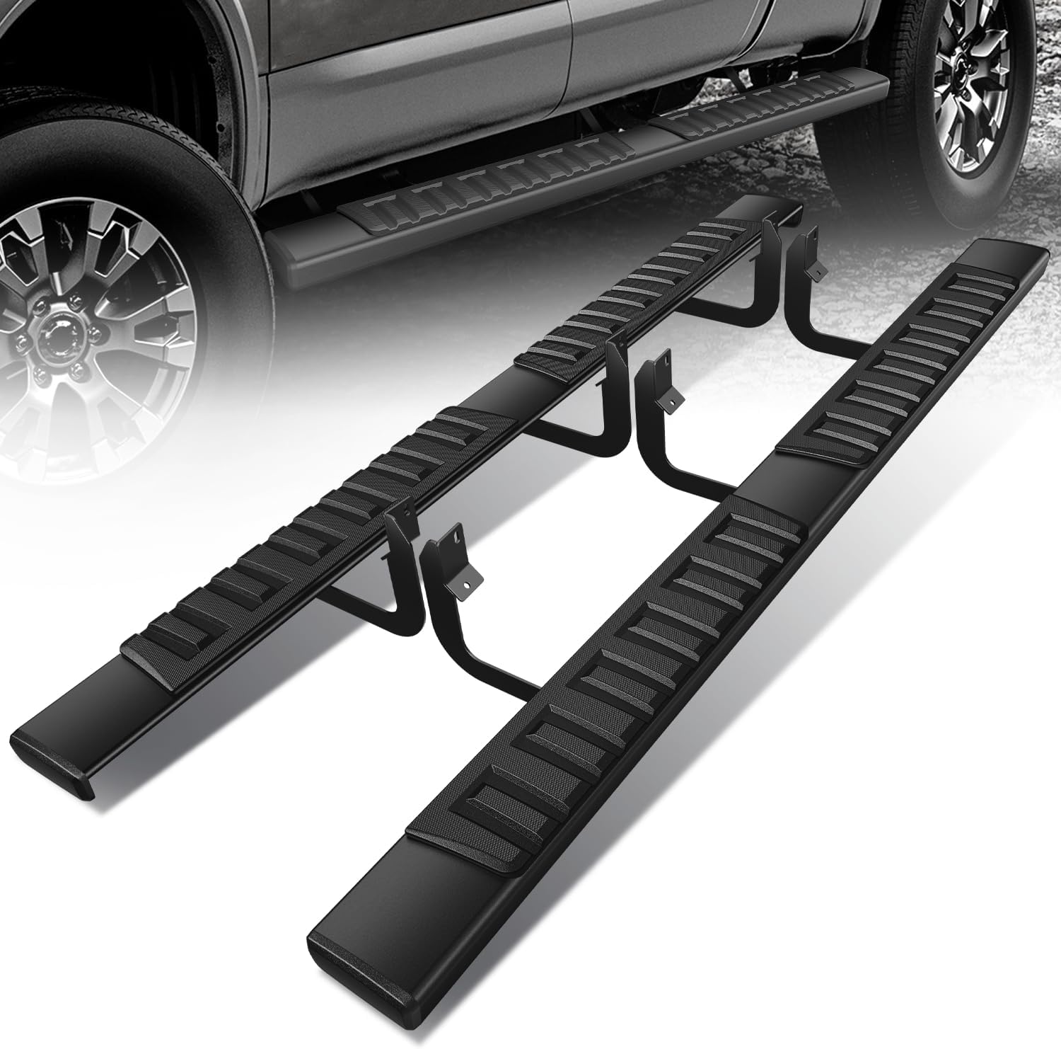 D Solution 6" Running Boards Side Step Bars Compatible with 2004-2023 Nissan Titan XD Crew Cab, Aluminum, Black 04 05 06 07 08 09 10 11 12 13 14 15 16 17 18 19 20 21 22 23