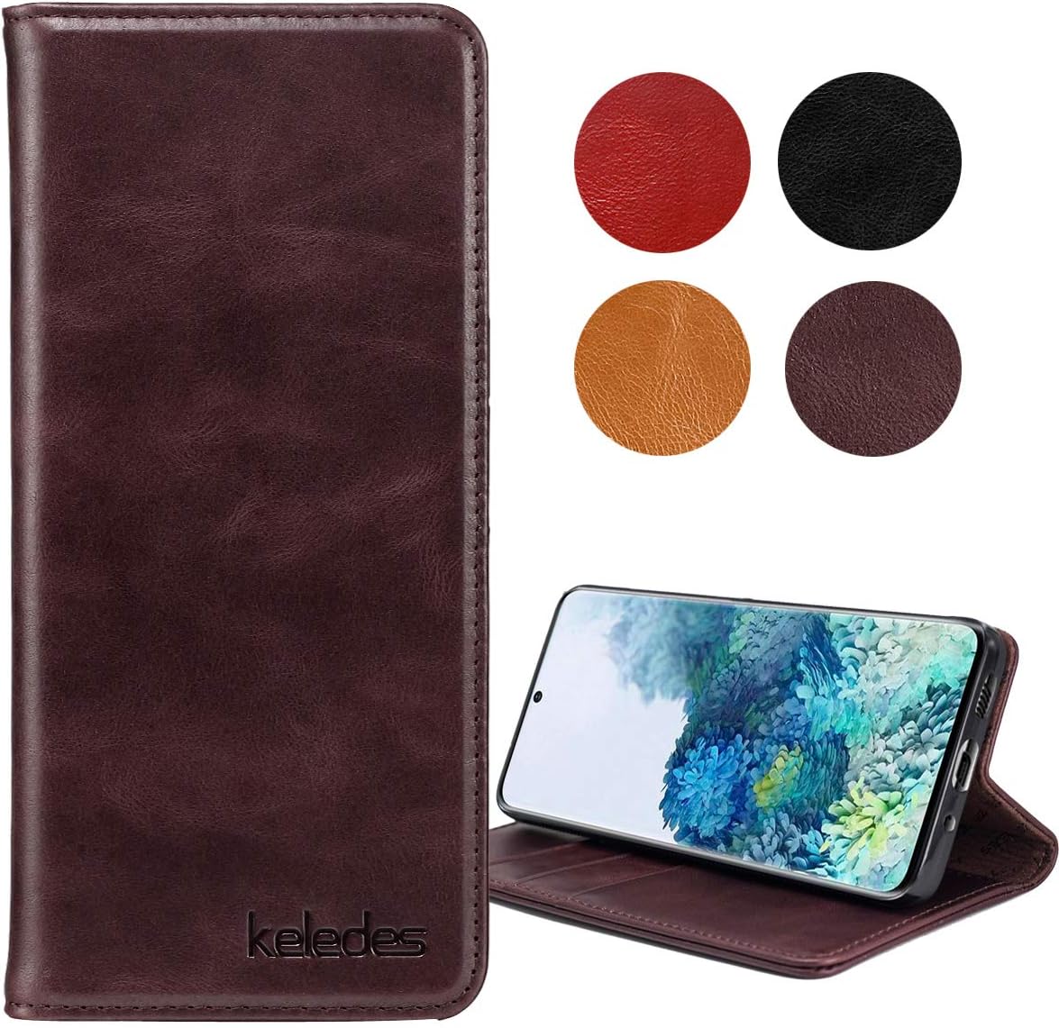 keledes Wallet Case for Galaxy S20 5G, Genuine Leather Samsung Galaxy S20 Phone Case Folio Flip Cover with Stand Card Slots RFID Blocking Magnetic Shockproof for S20 6.2 Inch, Dark Brown keledes Wallet Case for Galaxy S20 5G, Genuine Leather Samsung Galaxy S20 Phone Case Folio Flip Cover with Stand Card Slots RFID Blocking Magnetic Shockproof for S20 6.2 Inch, Dark Brown