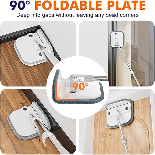 Miniatura 5 de Sistema mejorado de trapeador giratorio y cubo, cubo interior desmontable para fregona que separa el agua sucia y la cabeza plegable de 90, sistema