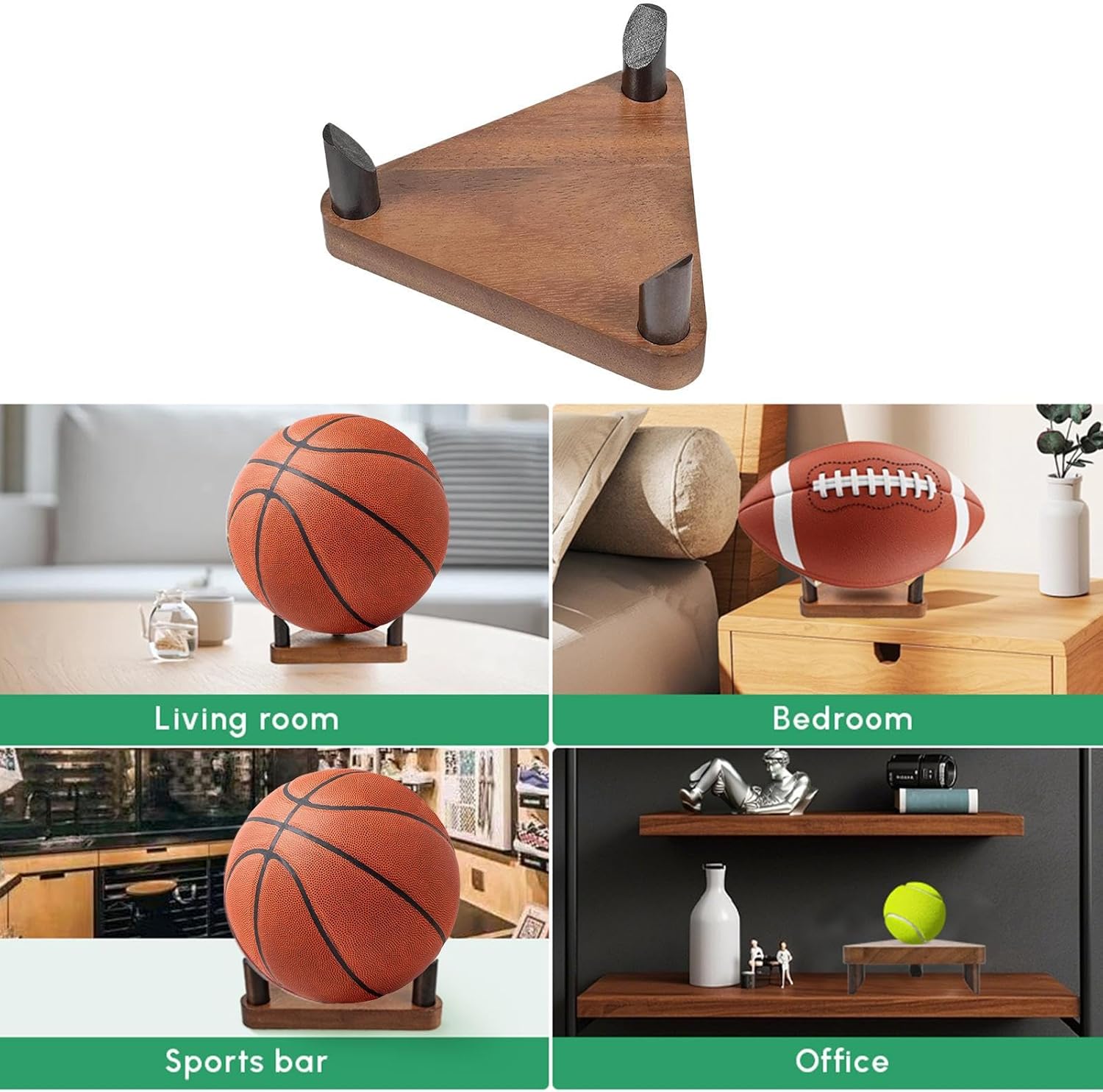 Basketball Stand, Ball Display Stand, Wooden Softball Organizer Holder, Space Saving Ball Storage Stand Desk Decor For Softball Soccer Football Volleyball