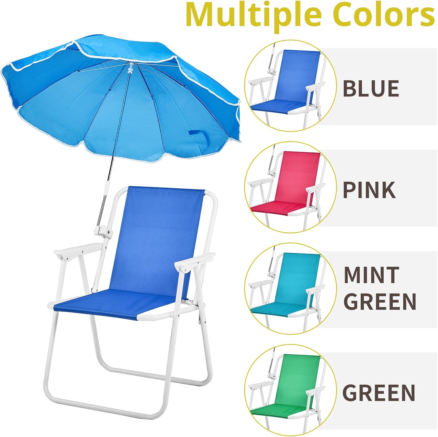 Beach Chair with Umbrella,Outdoor Folding Chair with 360°Canopy Shadefor Adults,Camping Chairs for Camping,Pool,Fishing