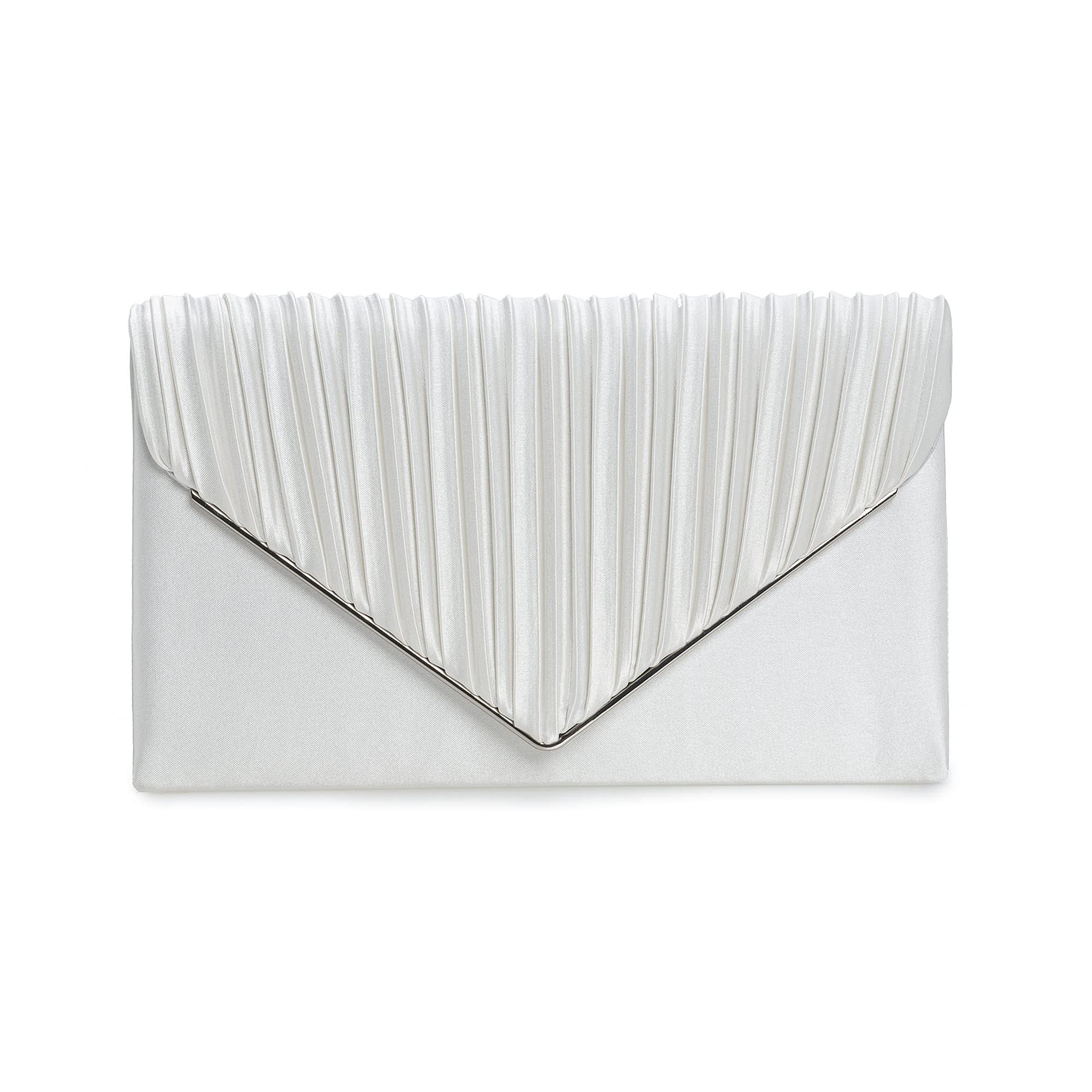 IXEBELLA Evening Bag Elegant Women Party Handbag Pleated Satin Clutch for Wedding/Prom/Formal Events