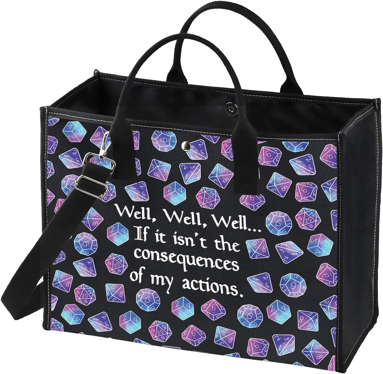GJTIM DandD Gift Role Playing Games Gift Dice Pouch DandD Accessory Shoulder Bag Games Canvas Tote Bag for RPG Gamer