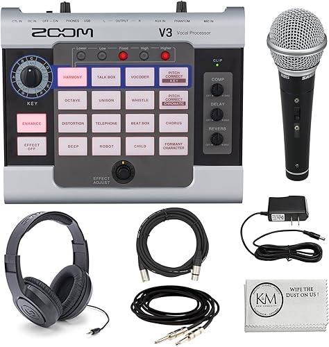 Miniatura 30 de Zoom Procesador vocal V3, pedal de efectos vocales, armonía de 3 partes, corrección de tono, 16 efectos de grado de estudio, alimentado por batería