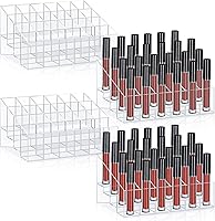 Vista 1 de Macarrie 4 Pieces Lipstick Holder Organizer 24 Slot Acrylic Lipstick Makeup Organizer Case Display Stand Storage Box for Lipsticks Lipgloss Brushes