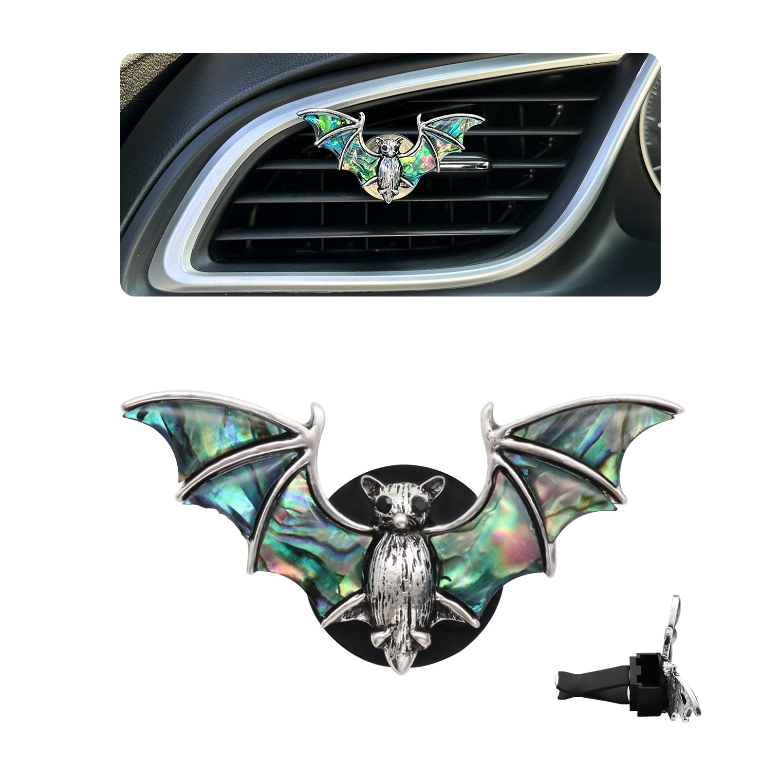 Bat Air Vent Clip Car Air Freshener Outlet Clips Natural Abalone Shell Seashell Color Vampire Bat Car Accessories