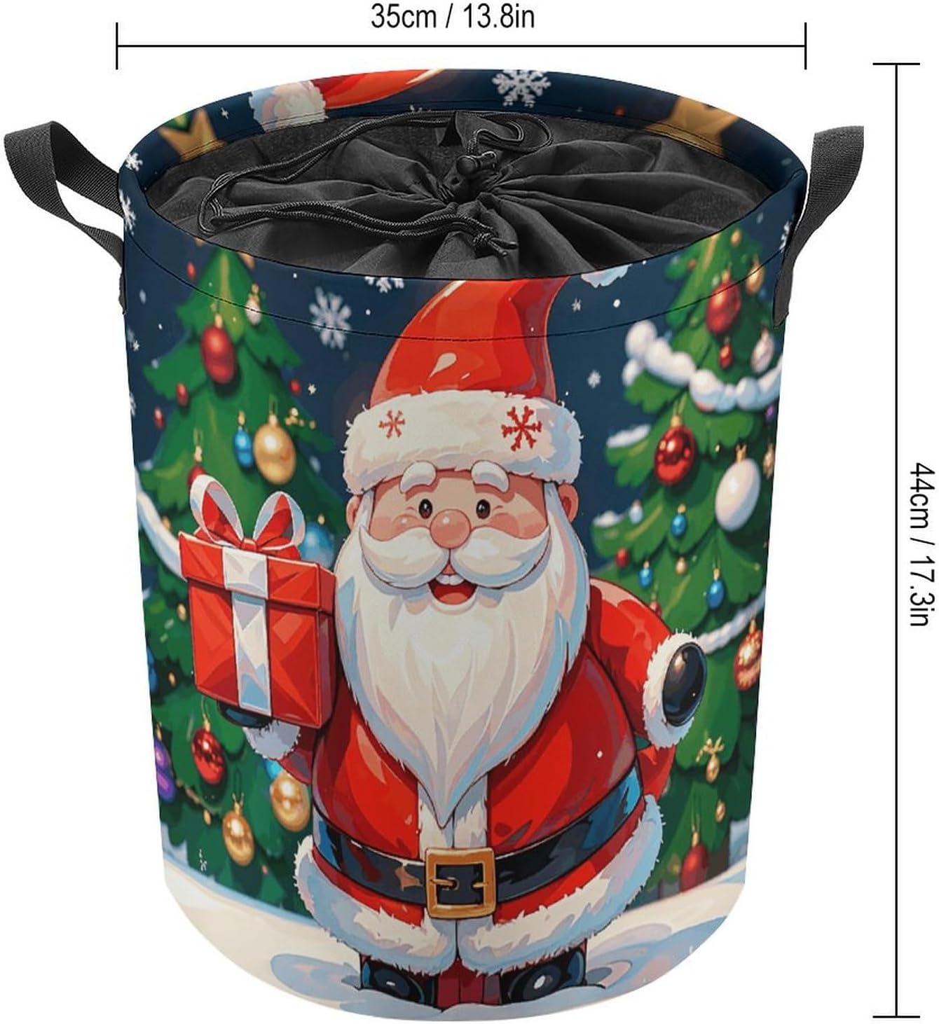 Laundry Hamper Merry Christmas Santa Claus Laundry Basket Large Capacity Dirty Clothes Basket Freestanding Laundry Bag for Bathroom Bedroom Laundry Room