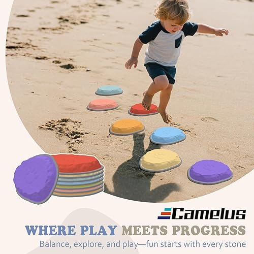 Miniatura 2 de Piedras para niños, 8 piedras de equilibrio para niños pequeños, juguetes sensoriales antideslizantes para carreras de obstáculos para interiores y