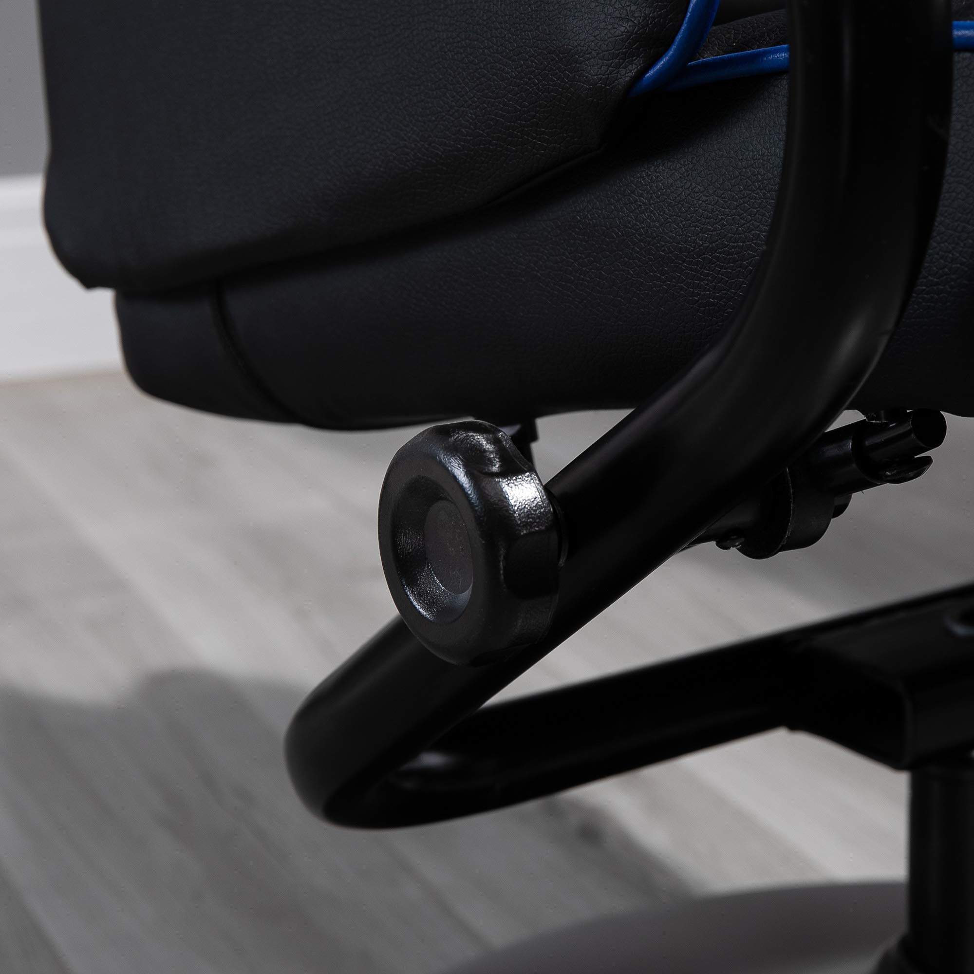 Vinsetto Set 2 Pezzi Poltrona Gaming Reclinabile con Sgabello Poggiapiedi, Inclinazione 130° e Supporto Lombare, Nero e Blu Scuro