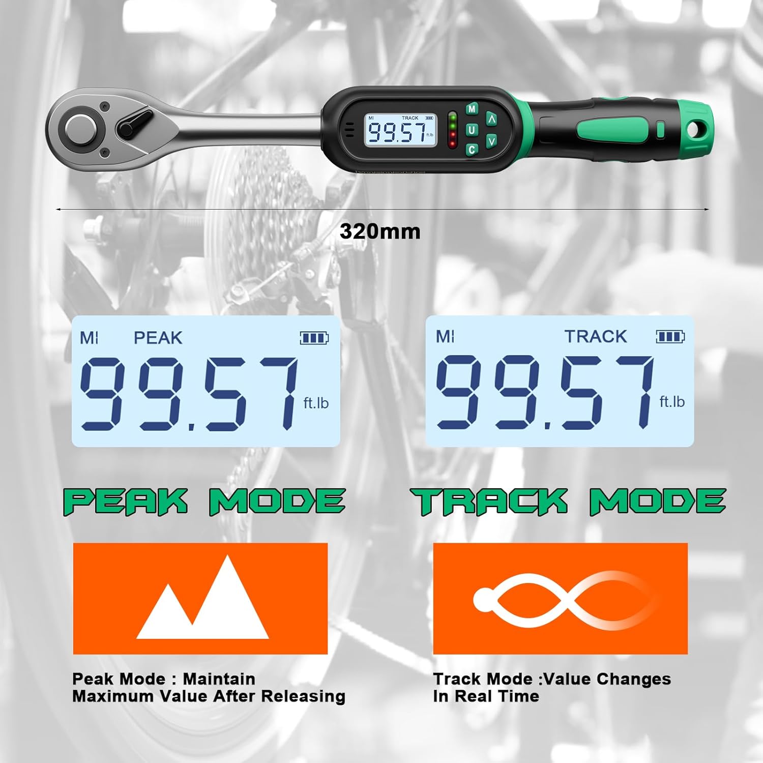 KOEORWS TOOLS ショートデジタルトルクレンチ 1/2ドライブ (5-100ftlb/6.8-135N.m) 45歯