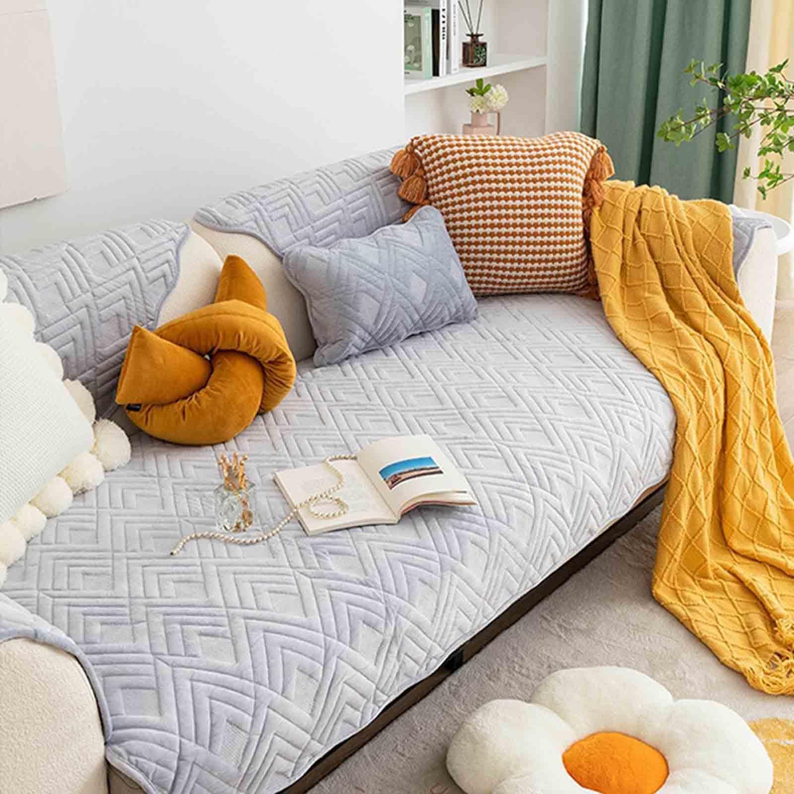 Sofabezug Ecksofa L Form Sofa Überzug Sofaschoner rutschfest Couch Überzug 3 Sitzer Sofadecke Sofaschutz Katze Hund Couchbezug Sofa Überwurfdecke,grayE-110x210cm