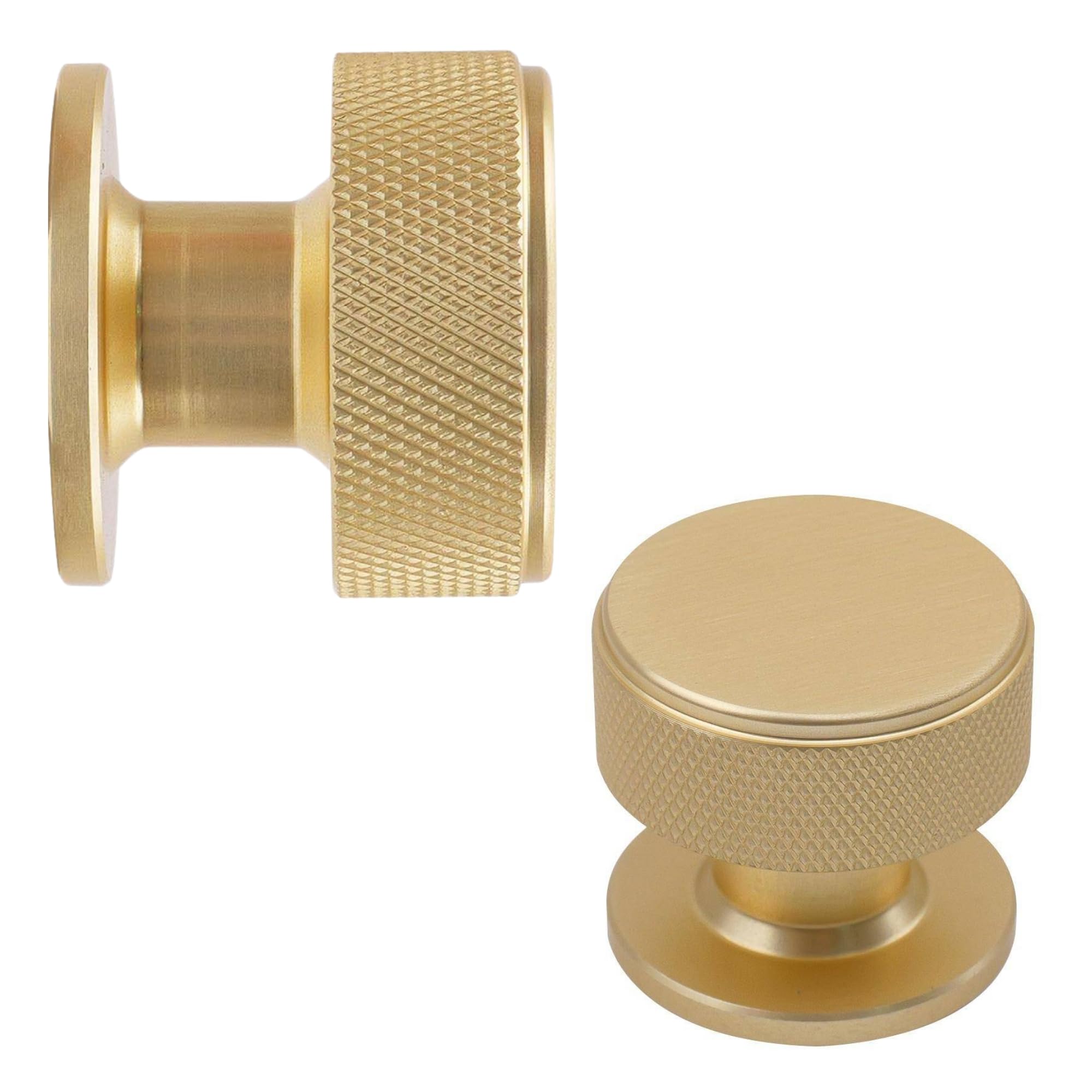 Keypak Brushed Brass 10 Pack Large Knurled Cabinet Knobs – Modern Drawer Pull Handles For Kitchen Cabinets, Cupboards, Furniture & Doors