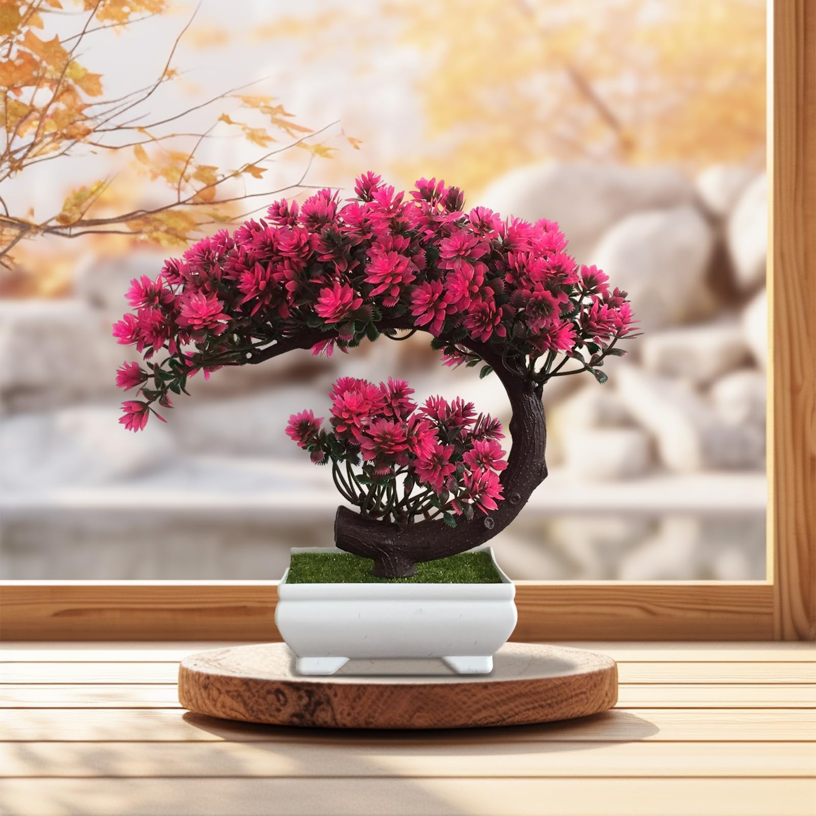 AIBAOBAO Árbol Bonsai Artificial, Decoración de Plantas Falsas, Decoración Interior y Exterior, Planta en Maceta, Decoración Zen de Jardine, para el Hogar, Oficina, Librería, Decoración del Hogar