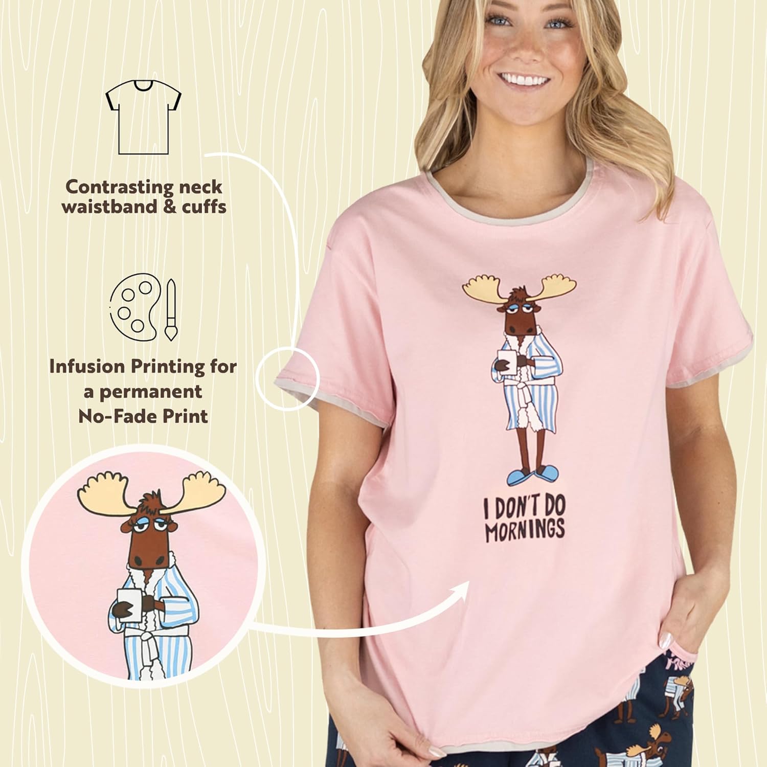 Lazy One Pajamas for Women, Cute Moose Pajama Pants and Top Separates - Image 6