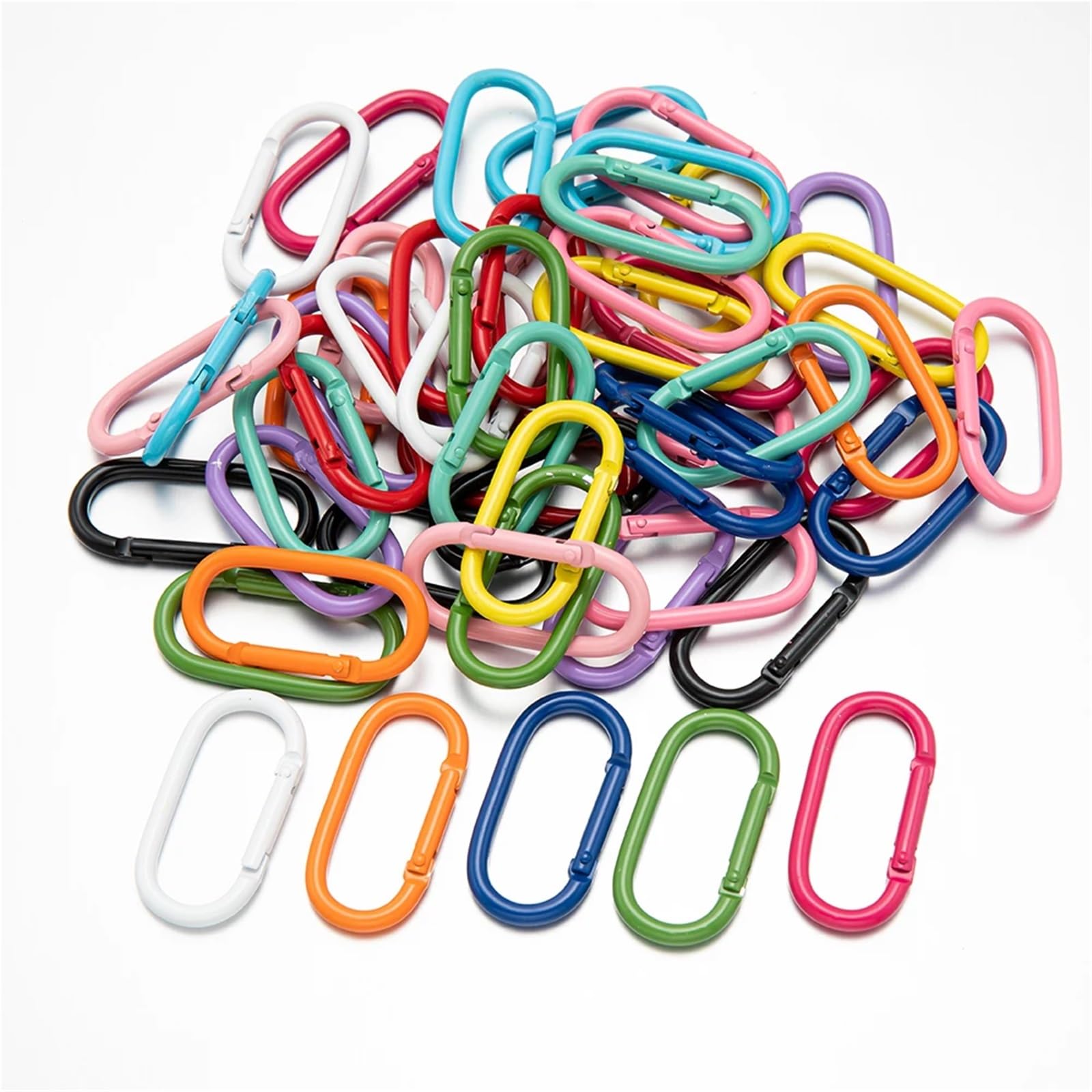 Lot de 35 mousquetons pour porte-clés - Anneaux de connecteur - Pour fabrication de bijoux - Accessoires pour lanière de porte-clés de voiture