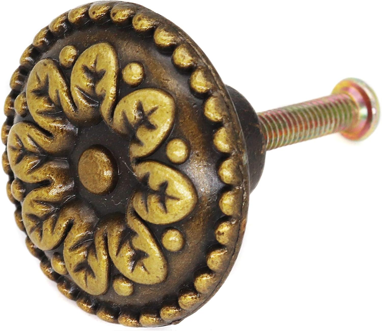 binifiMux 8pcs Vintage Flower Drawer Pulls Knobs Flower Embossing, Bronze Kitchen Cabinet Knobs, Single Hole
