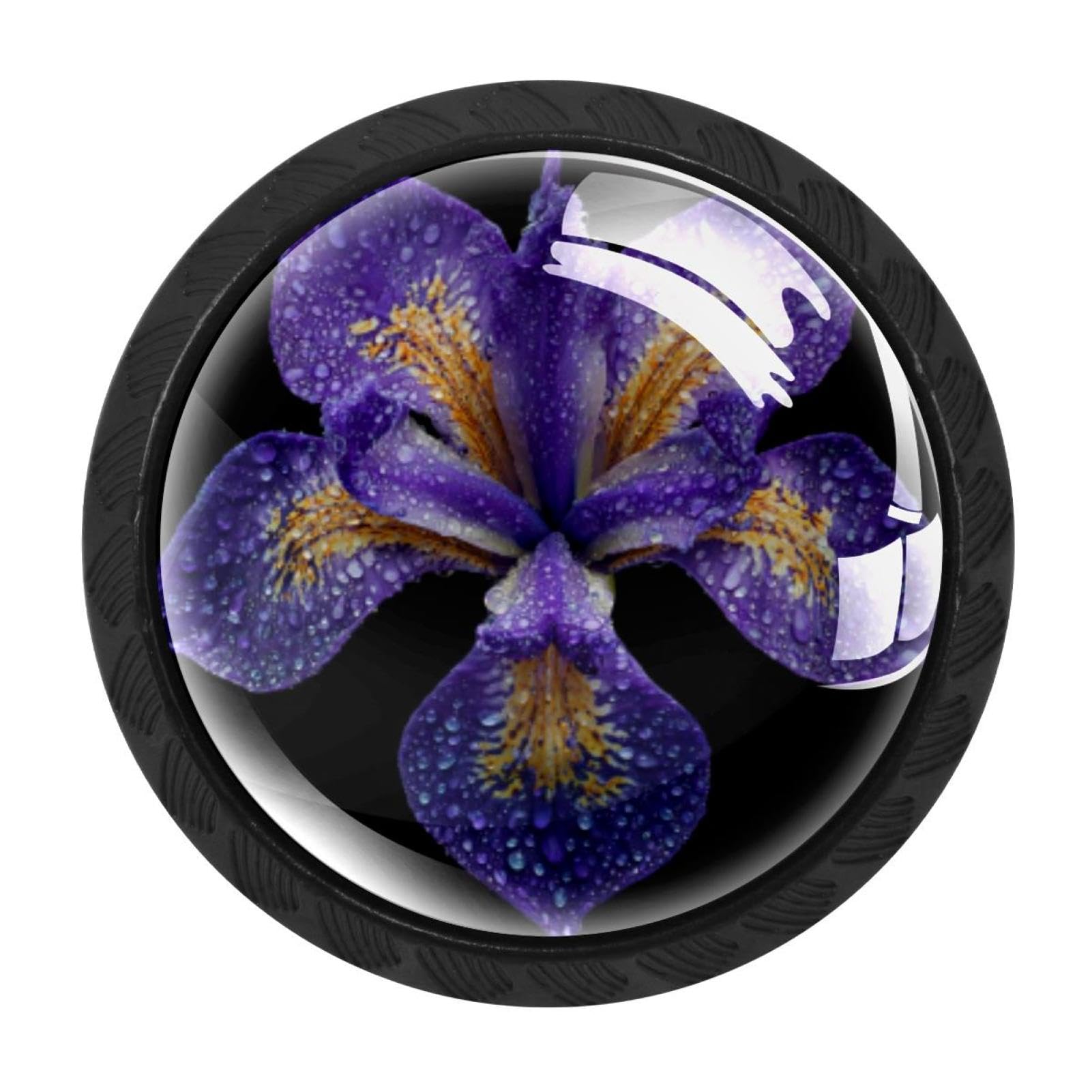 Chenzzzz Multicolored 16 4 Pack Cabinet Handles Black Fleur De Lis Iris (3) Cabinet Knobs Draw