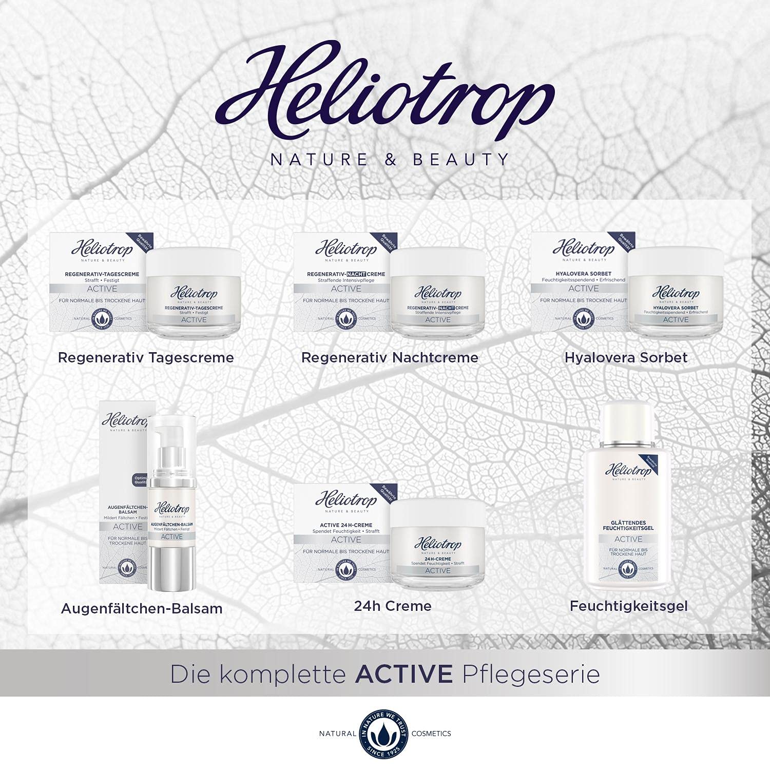 Heliotrop Feuchtigkeitsspendende Tagespflege für normale bis trockene Haut, Gesichtspflege mit Algenextrakt, Vitamin C und Rizinusöl, Active Regenerativ Tagescreme, 1 x 50 ml