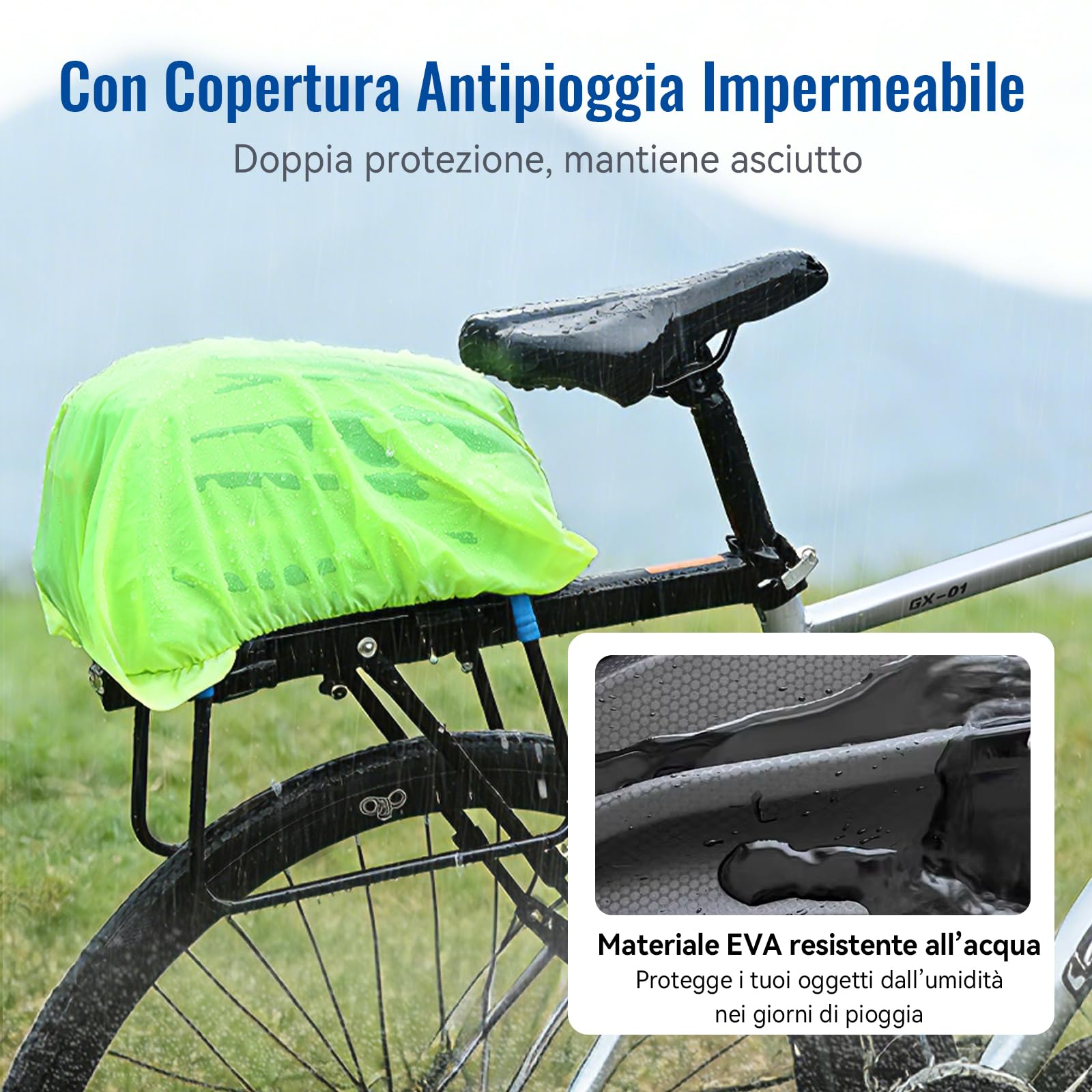 WILDKEN Borsa Portapacchi Bici Posteriore, 12L Nero Impermeabile e Riflettente Borse Portapacchi Bici, con Maniglia e Cinghia Regolabile, Borse per Bicicletta Posteriori per MTB, Bici da Strada