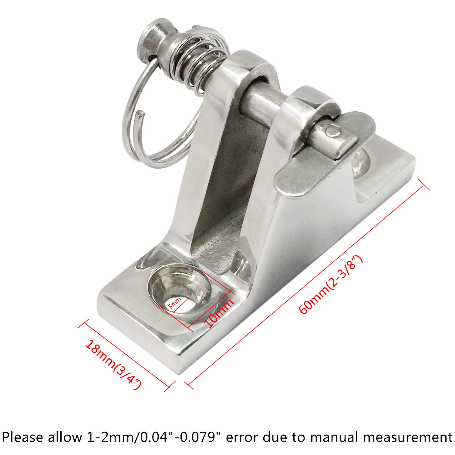 Bimini Top Deck Hinge - Stainless Steel 316 Quick Release Mount, 3.6 Inch, 2 Pack, For Boats & Marine - View #6