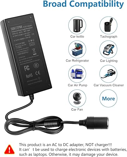 Miniatura 5 de SHNITPWR Convertidor de 110V a 12V 8A 96W AC a DC Convertidor 12V ACDC Fuente de alimentación Adaptador de encendedor de cigarrillos de coche con