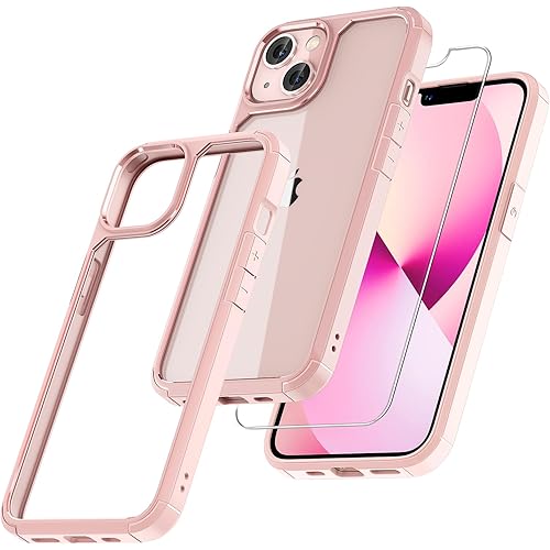 TAURI 3 in 1 for iPhone 13 Case Pink, [Military-Grade Drop Protection] Slim Shockproof Phone Lanyard Case 6.1 inch