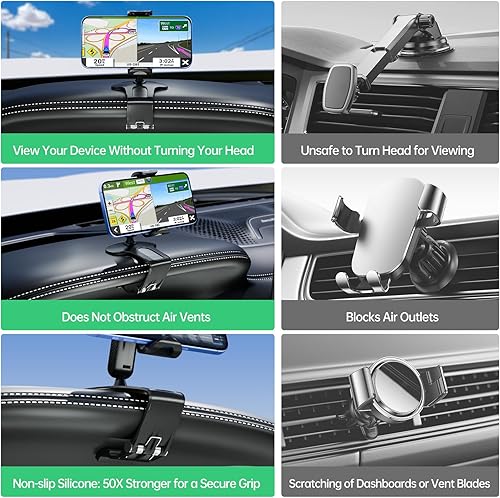 Miniatura 4 de Soporte de teléfono para tablero de automóvil, rotación de 360 grados, soporte universal para teléfono celular para soporte de montaje de clip de