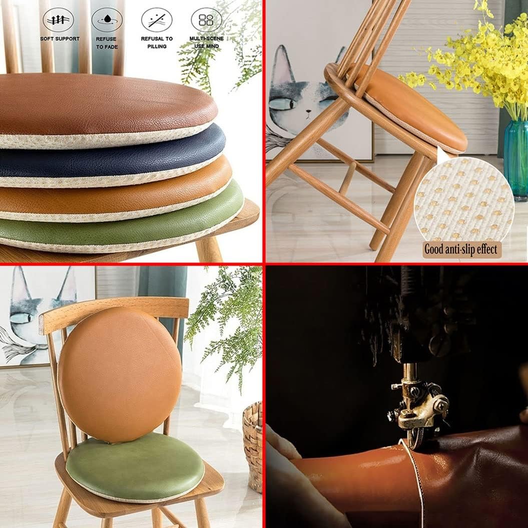 チェアクッション 低反発チェアクッション、ラウンドレザークッション滑り止めシートパッド、ホームオフィススツールチェアシートクッション