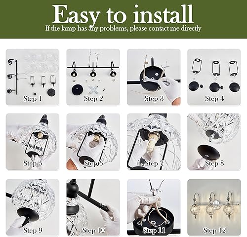 Miniatura 4 de Moderna lámpara de baño cromada pulida con pantalla de globo de cristal, 3 luces de mediados de siglo, bombilla G9, aplique de pared para