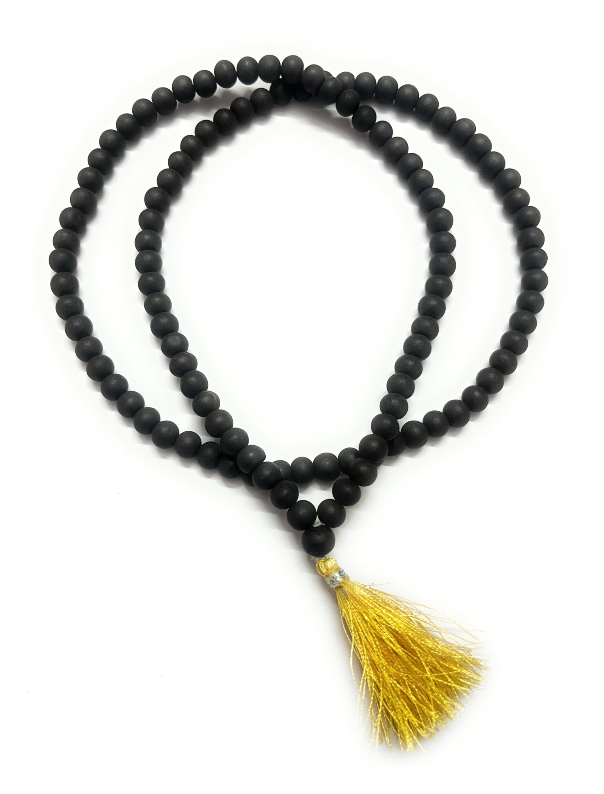 100% Natural Unpolished Karungali Malai Original 7mm - Certified Karunkali Malai 54 Beads - Black Ebony Wood Mala for Spiritual Growth and Meditation