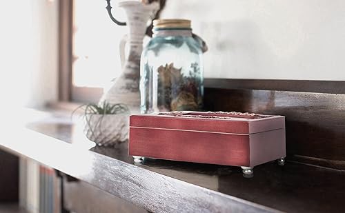 Miniatura 5 de Cottage Garden Caja de música de palisandro en relieve All Things Through Him reproduce Canon en D