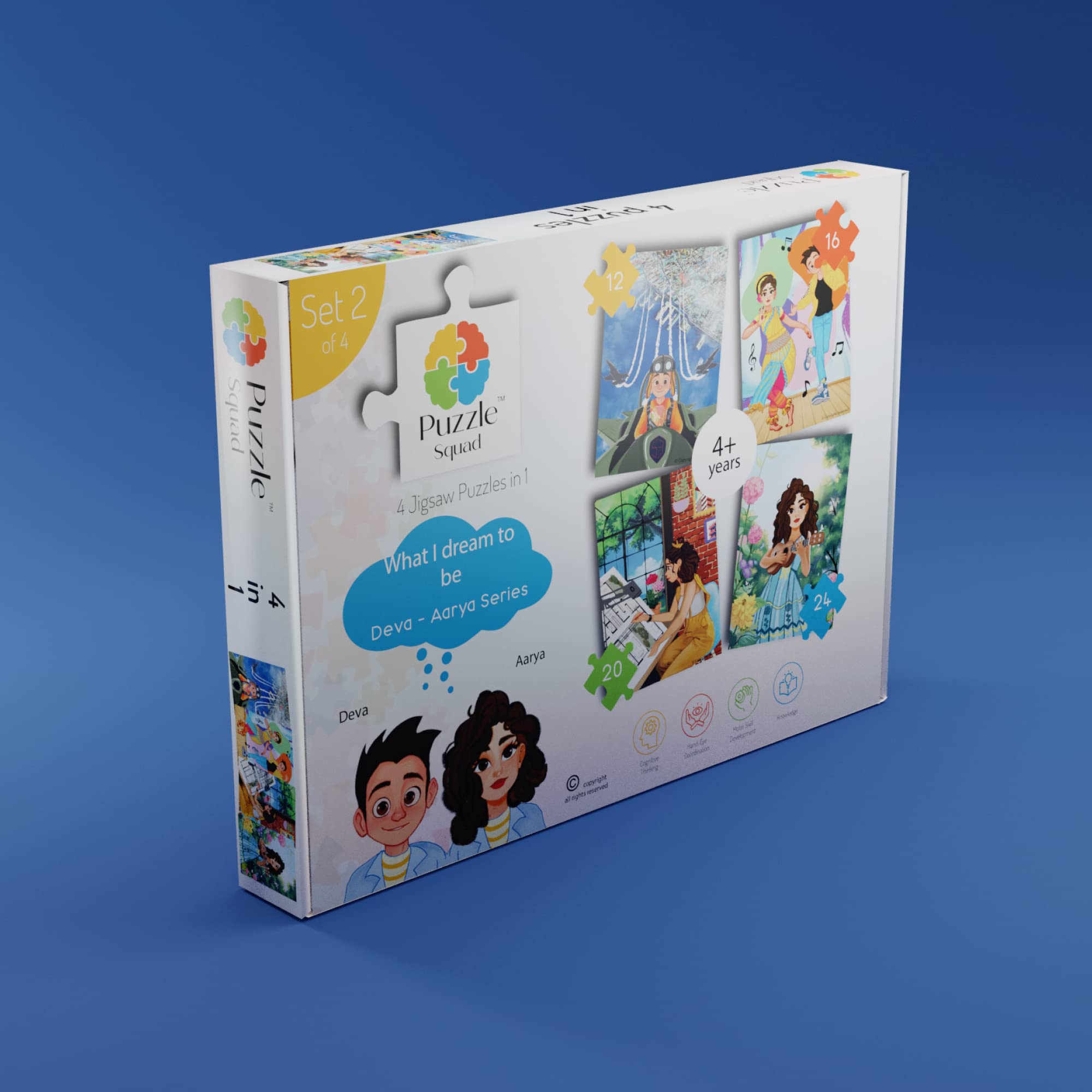 Puzzle Squad 4 in 1 Jigsaw Puzzle for Kids Children with 72 Pieces - What I Dream to be Deva - Aarya Series Pieces Indoor Game (Fighter Pilot, Dancer Architect, Musician)