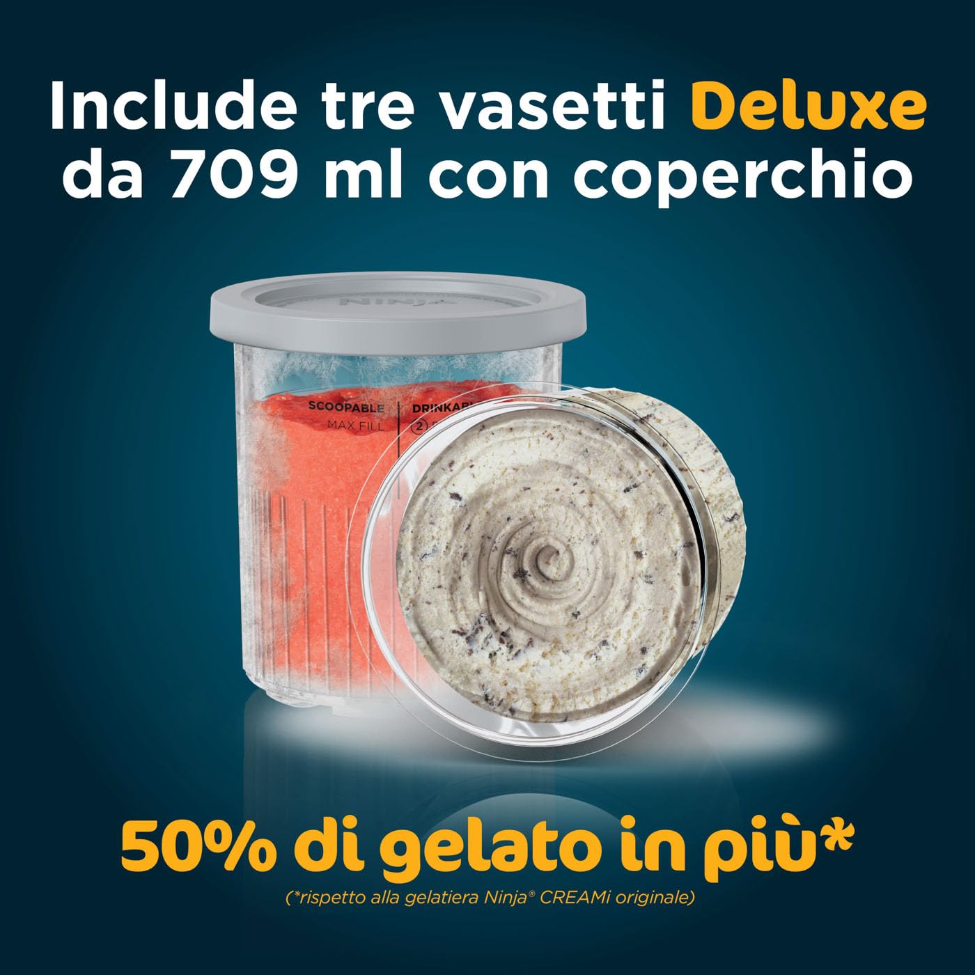 Ninja CREAMi Deluxe, Gelatiera con 10 Programmi, Argento, NC502EU