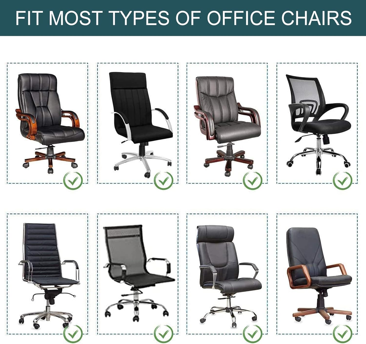 Stretch Office Chair Covers Large, 1 Piece Computer Office Chair Covers Printed Rotating Chair Slipcovers Soft Spandex with Zipper Desk Chair Covers for Office Chair -B-Large