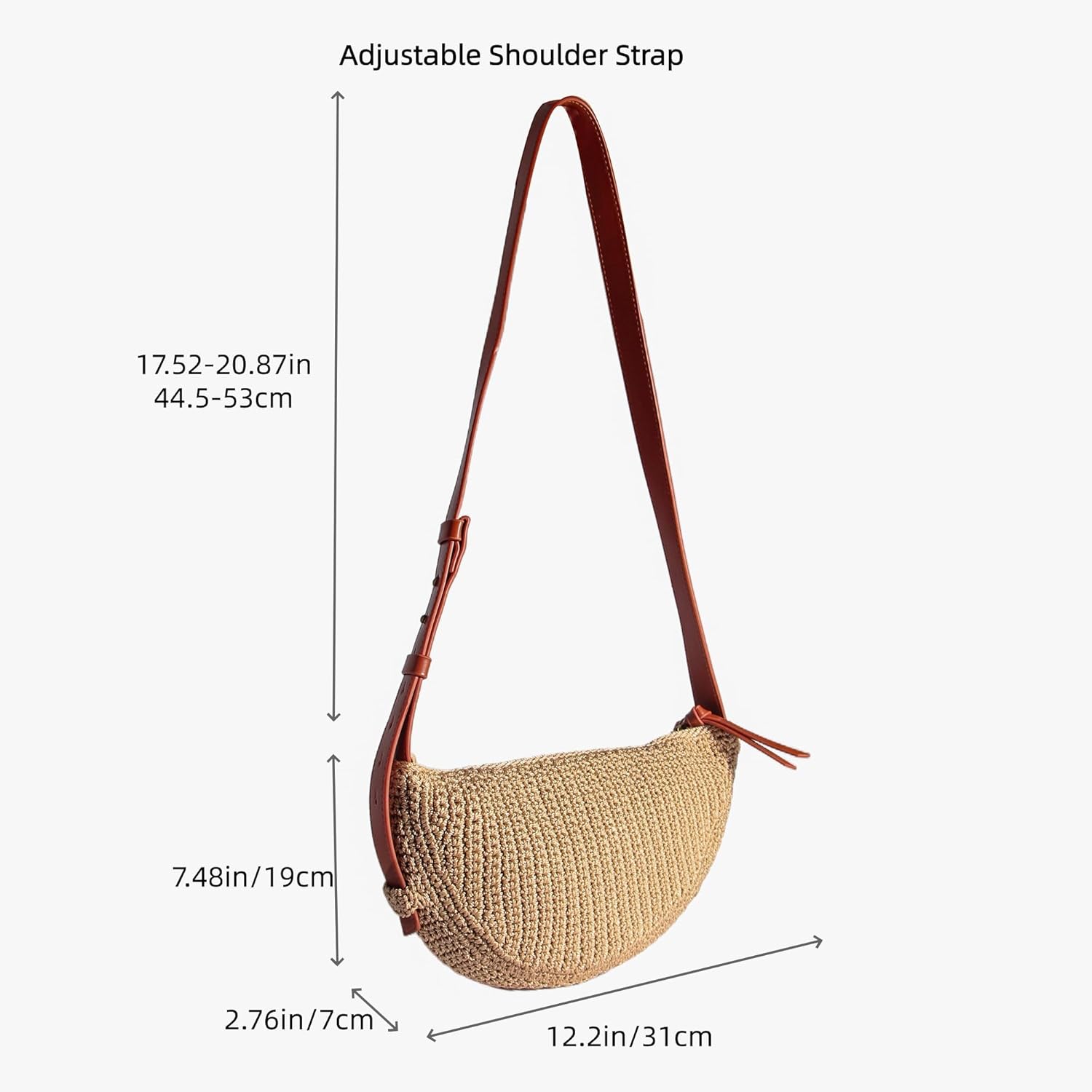 Eiyye Crossbody Bag for Women Hobo Shoulder Purse Boho Woven with Adjustable Strap Casual Summer Travel Beach Bag - Image 2