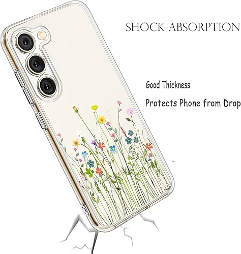 Miniatura 6 de Unov Funda compatible con Galaxy S23 transparente con diseño de TPU suave, absorción de golpes, patrón delgado en relieve protector de 6.1 pulgadas